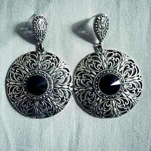 Oxidized-silver earrings